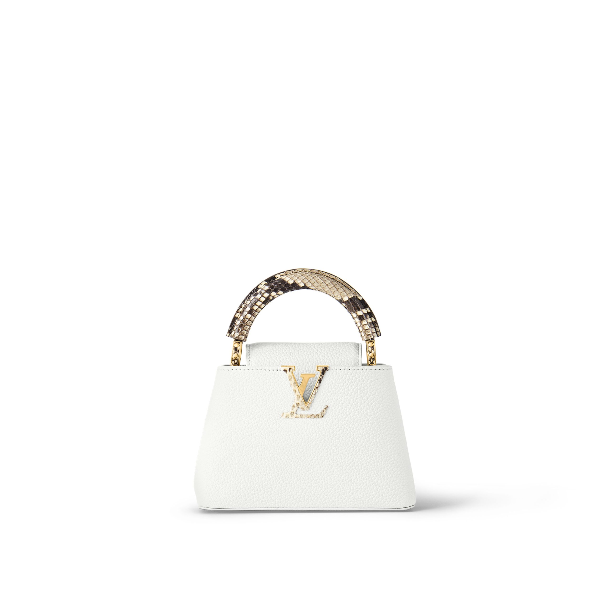 louis-vuitton-capucines-mini-python-handbags-N98477_PM2_Front_20view.jpg Louis Vuitton N98477 Capucines Mini Python Snow White - Image 1