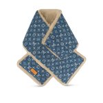 Louis Vuitton MP2703 Blue Shearling Denim Scarf - Image 2