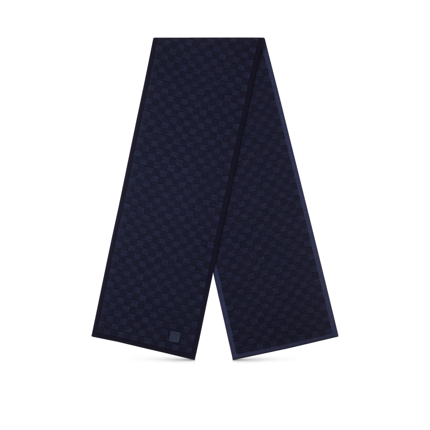 louis-vuitton-neo-petit-damier-scarf-s00-new-this-season-M77987_PM2_Front-view.jpg Louis Vuitton Navy M77987 Néo Petit Damier Scarf - Image 1