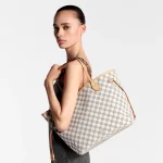 Louis Vuitton N40603 Neverfull MM Rose Ballerine Damier Azur Canvas - Image 6