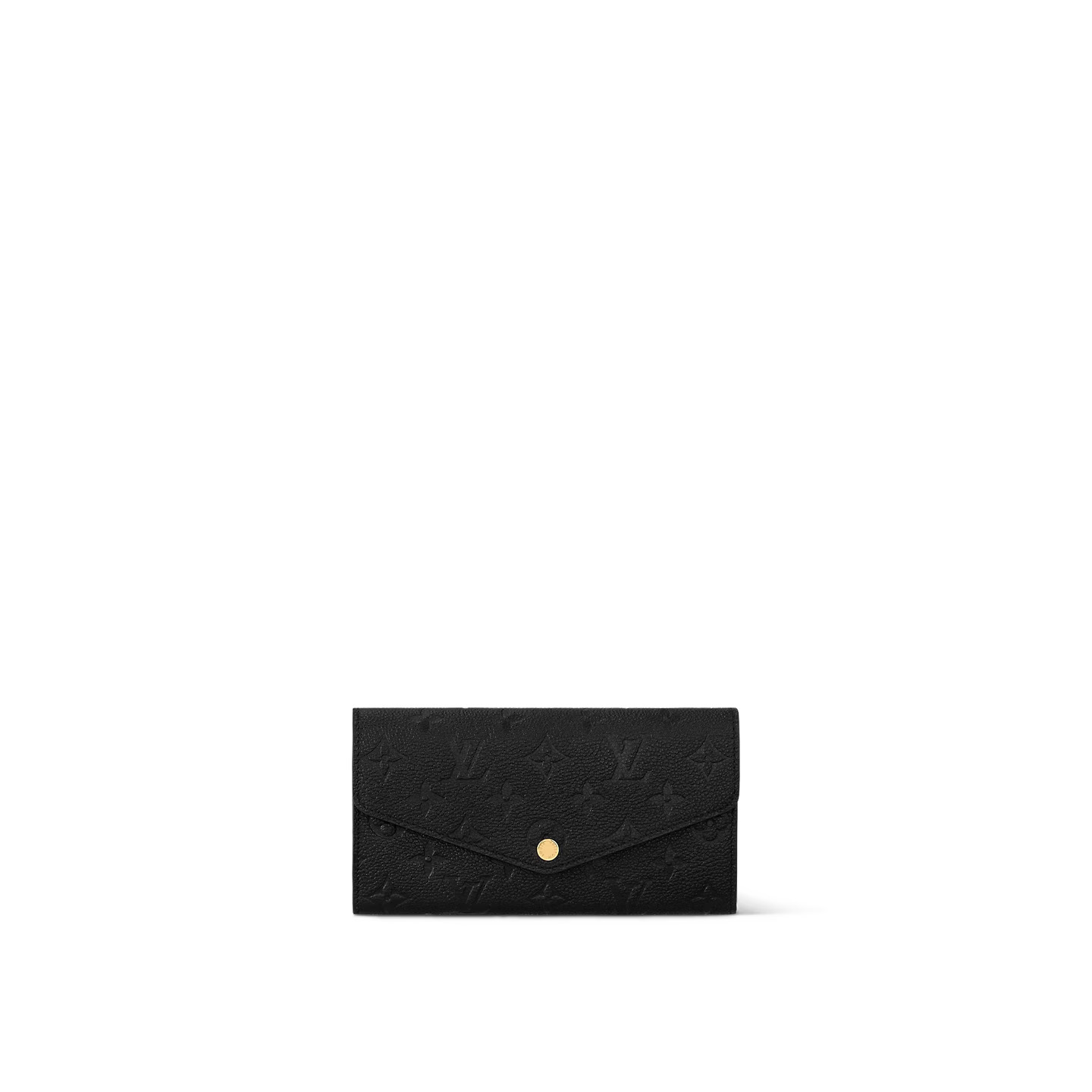 louis-vuitton-sarah-wallet-monogram-empreinte-leather-small-leather-goods-M82257_PM2_Front-view.jpg Louis Vuitton Black M82257 Sarah Wallet - Image 1