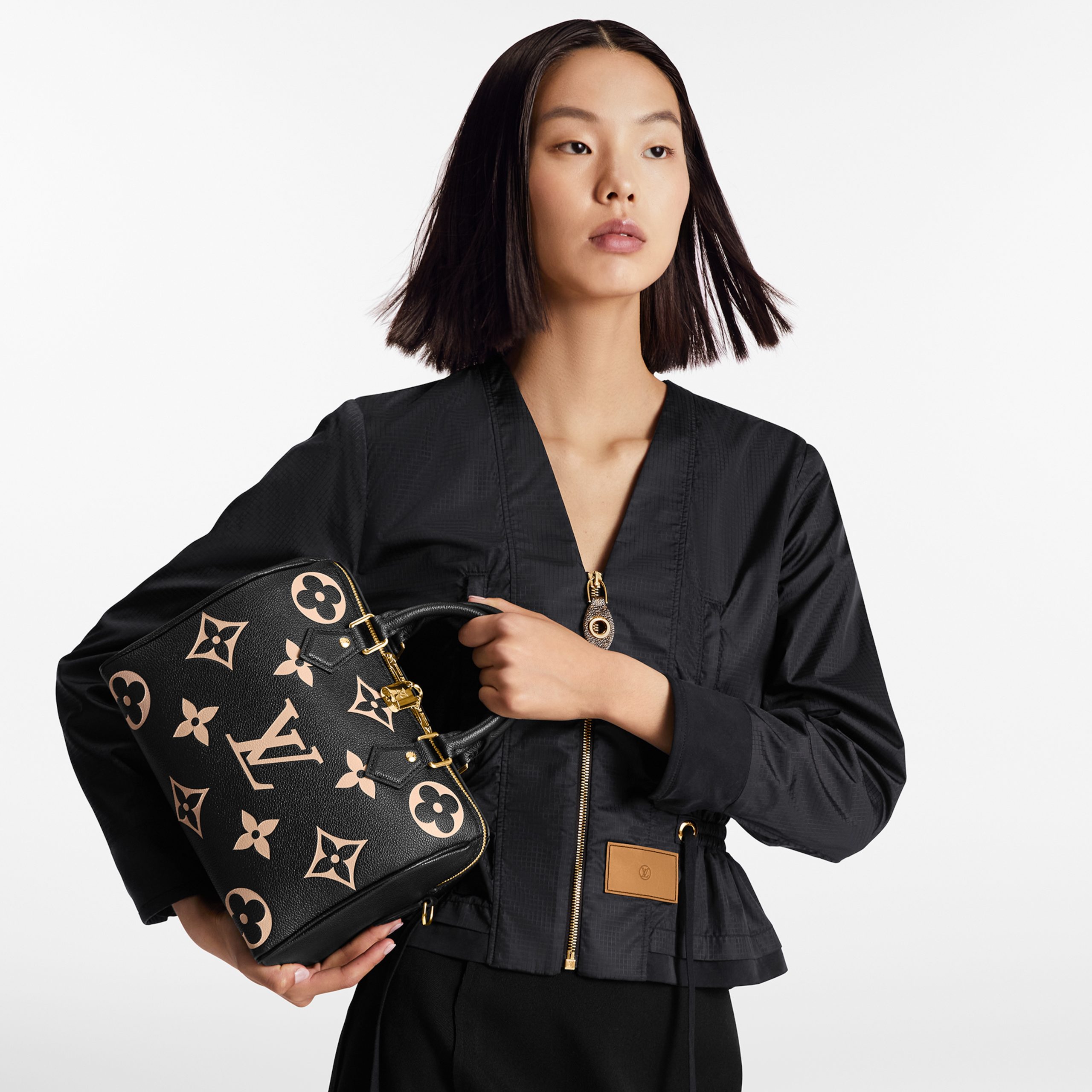 Louis Vuitton M58947 Speedy Bandoulière 25 Bicolor Monogram Empreinte Leather Black Beige - Image 5